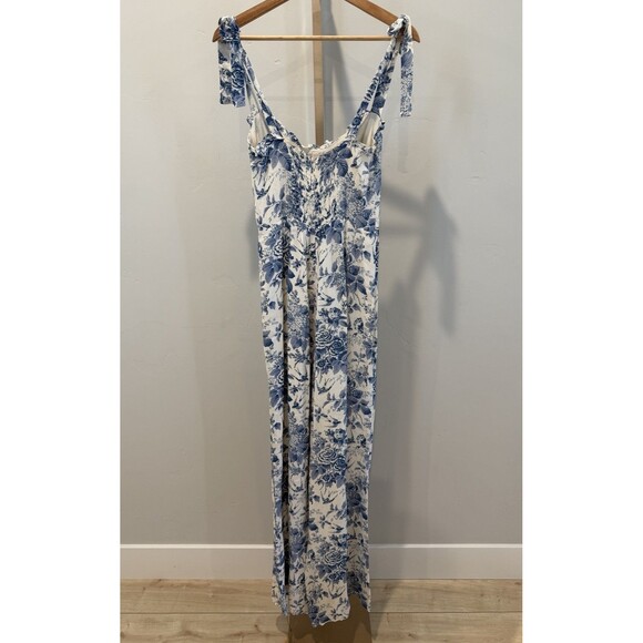 Reformation Alfred Floral Jumpsuit Pompadour Print Women’s Sz 6 Blue White NWT - Picture 6 of 16